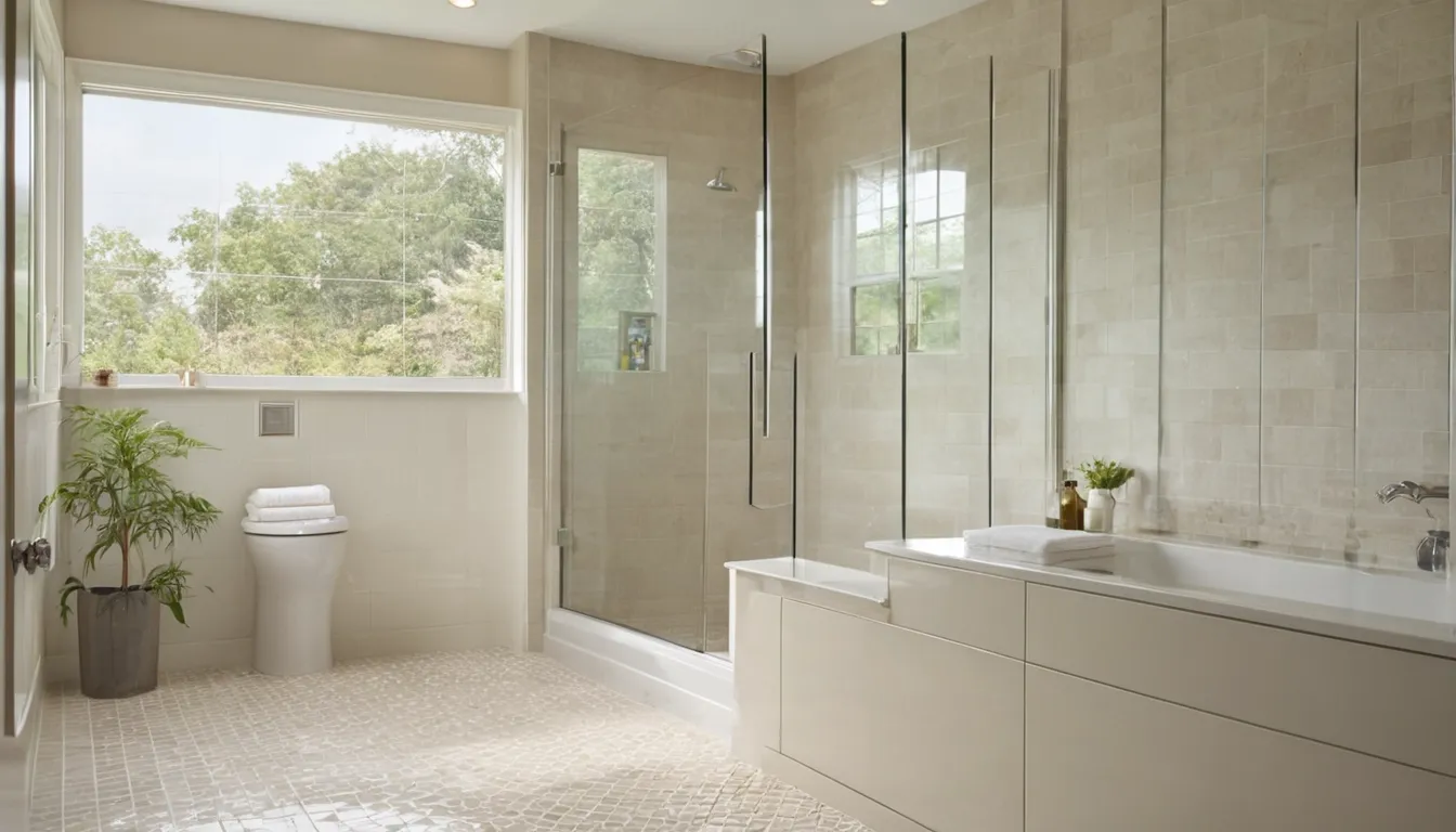 Bright accessible walk-in shower with a low threshold, grab bar and fold-down seat in a Havre de Grace home