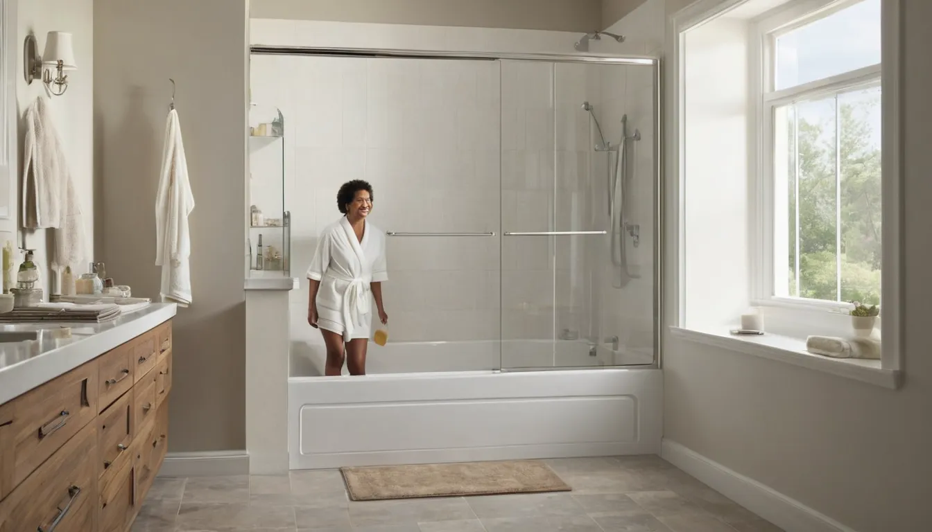 A homeowner in Havre de Grace sitting comfortably in a walk-in tub with the door closed